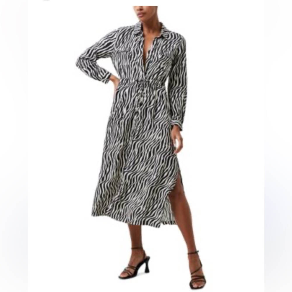 French Connection Zebra-Print Midi Skirt
